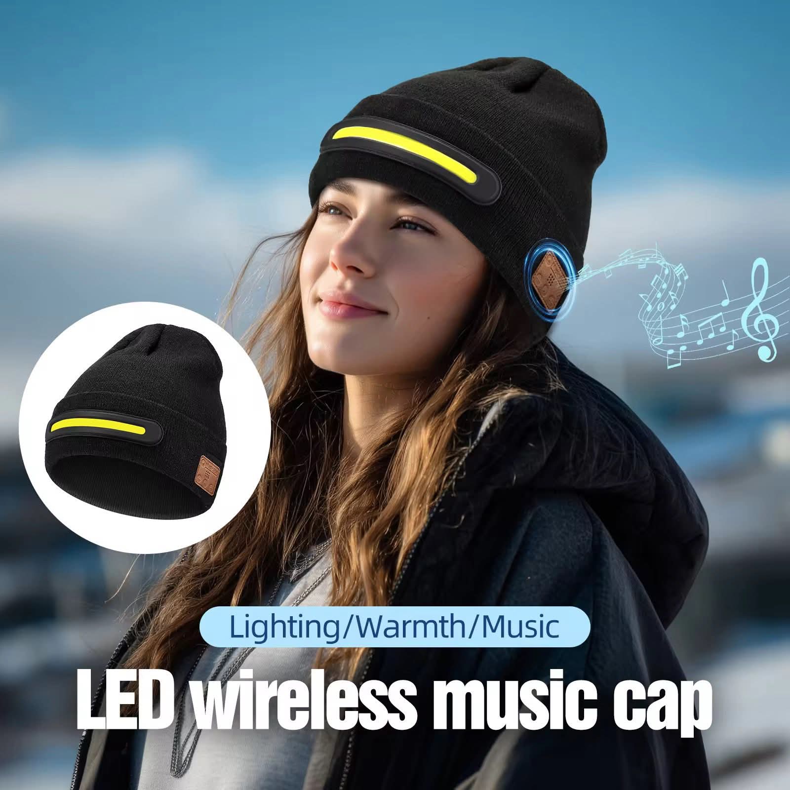 M1-BTD3 Rechargeable LED Light Beanie Hat Night Running Bluetooth-Compatible Music Headset Cap
