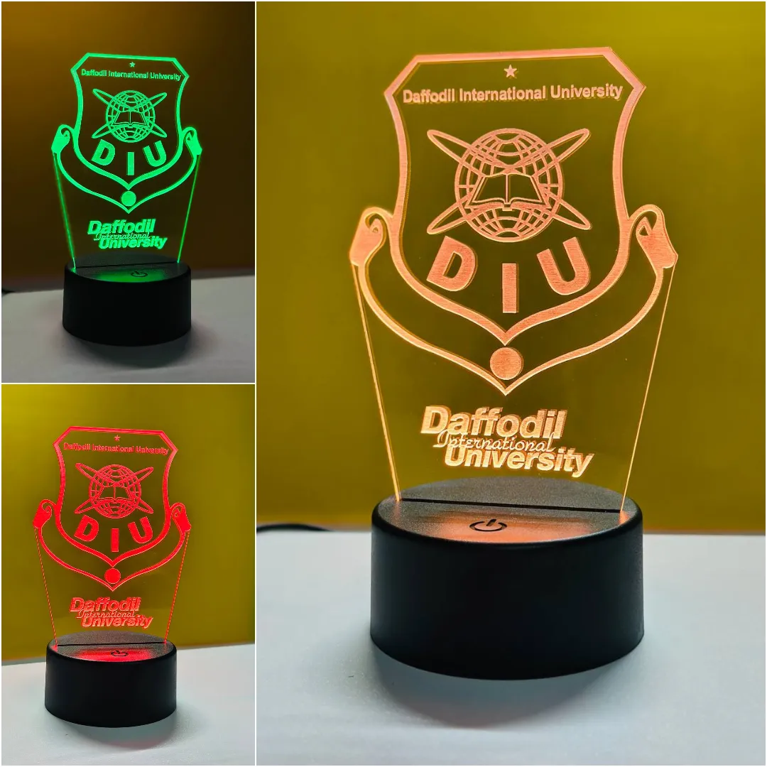 Customizable Gearup Multicolor Acrylic Night Lamp – School, College, or University Logo – Black