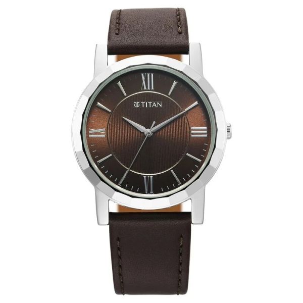 Titan Karishma Zing Quartz Analog Brown Dial Leather Strap Watch For Men (1644SL01)2