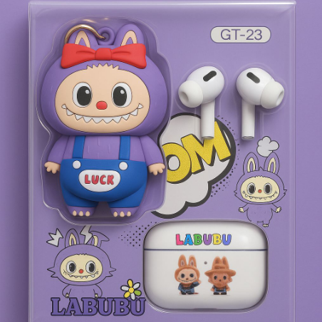 Labubu GT-23 Wireless Earbuds With Cute Cartoon Toy