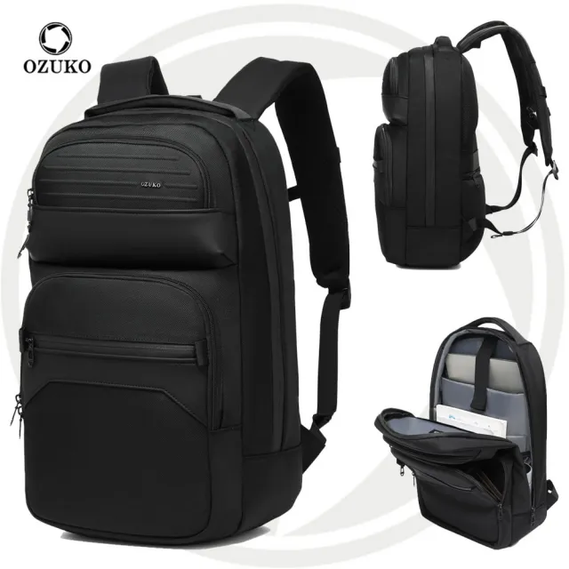 OZUKO 9849 Unisex Waterproof Business Laptop Bag 15.6 Inches Zipper Backpack Closure for School Travel Bag