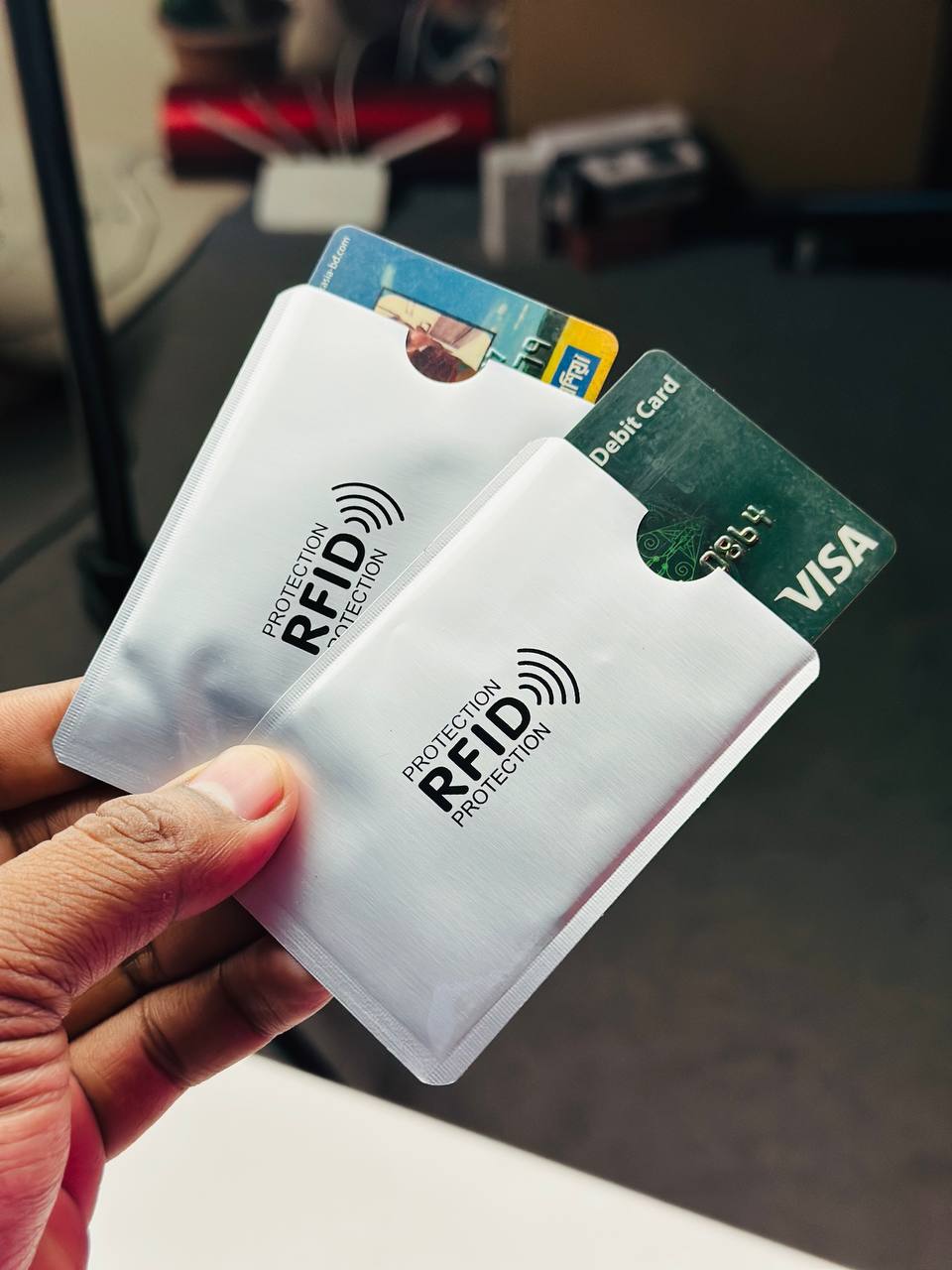 Anti Rfid Card Holder NFC Blocking Reader Case Protection Aluminium – 1pc – Silver