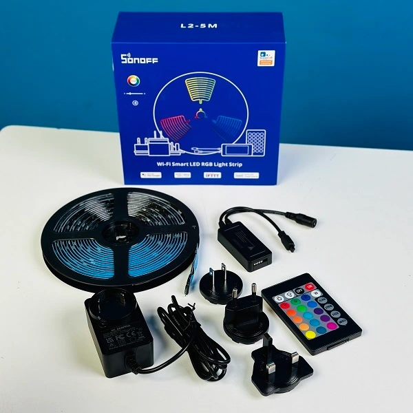 WiFi + Bluetooth RGB LED Strip Light- Work With Alexa, Google Home, Dance With Music (16 Feet, Sonoff L2)